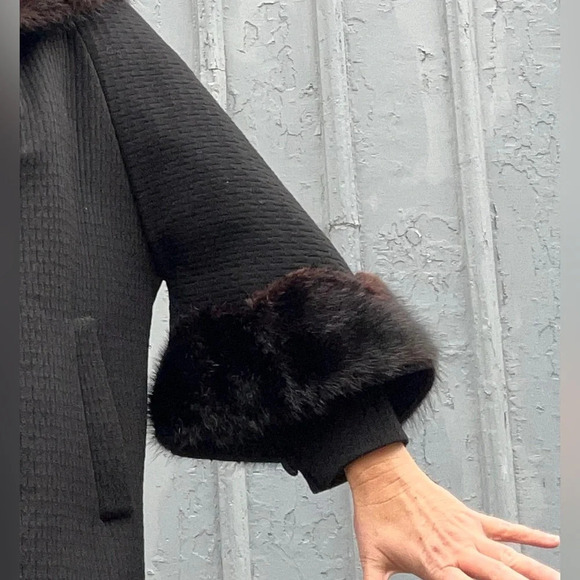 Vintage 1950’s fur trimmed Evening Coat, size  Large - Picture 12 of 15